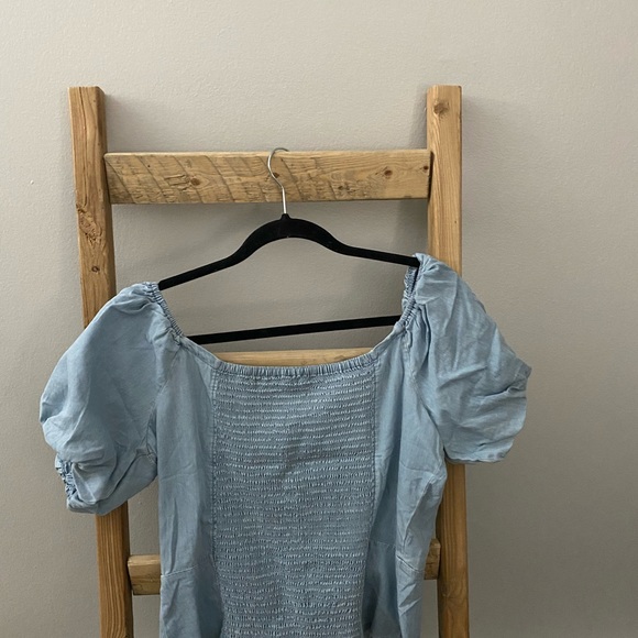 Jean blue balloon sleeve top - Picture 2 of 2